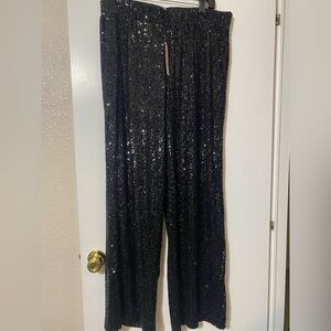 Chicos black label Sequin‎ Black Pajama Pants- size 12R. NWT